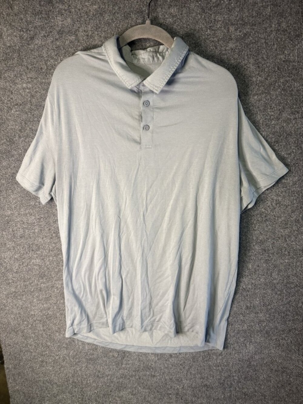 Lululemon Polo Shirt Mens Large Gray Lightweight Jersey Knit Casual Golf